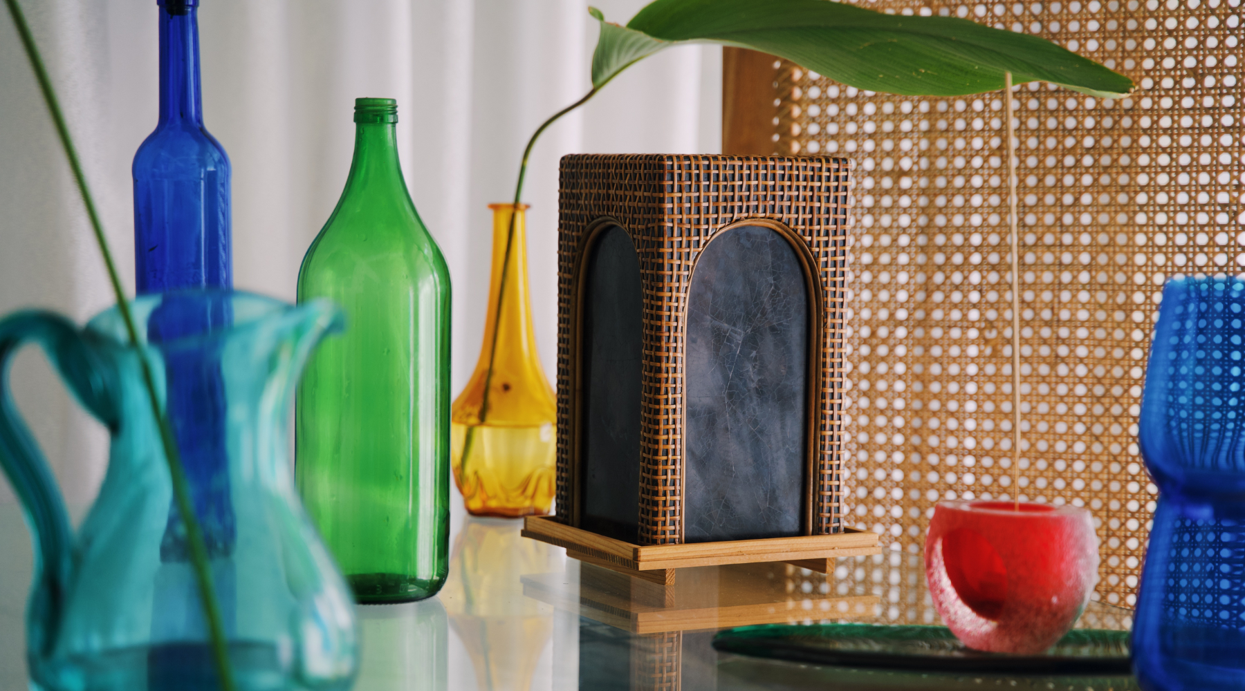 Yakap urn with colorful vases